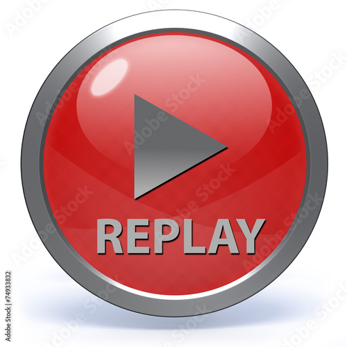 Replay circular icon on white background