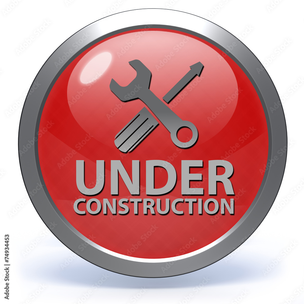 Under construction circular icon on white background Under construction circular icon on white background