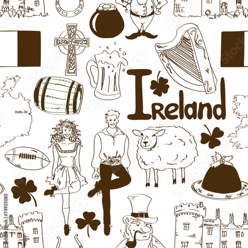 Irish symbols seamless pattern