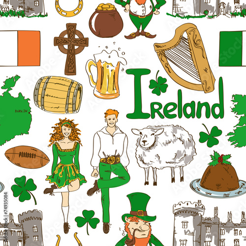 Irish symbols seamless pattern