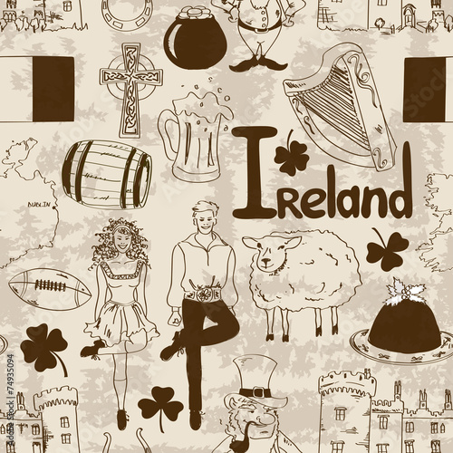 Irish symbols seamless pattern
