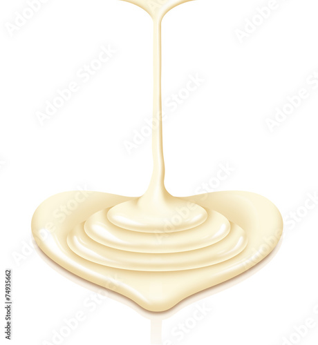 Mayonnaise heart-shaped flow with clipping path