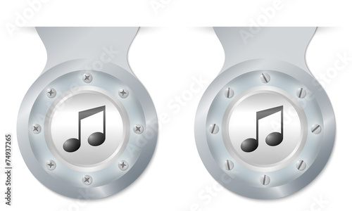 two vector objects with screws and a music icon