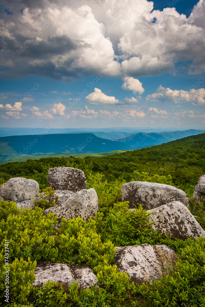 Boulders and eastern view of the Appalachian Mountains from Bear Boulders and eastern view of the Appalachian Mountains from Bear