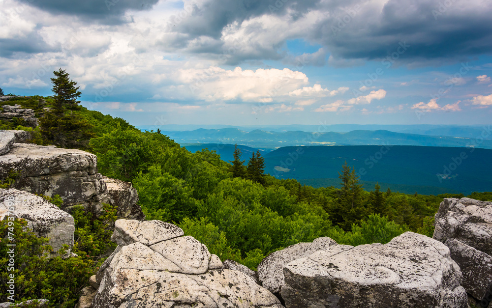 Boulders and eastern view of the Appalachian Mountains from Bear Boulders and eastern view of the Appalachian Mountains from Bear