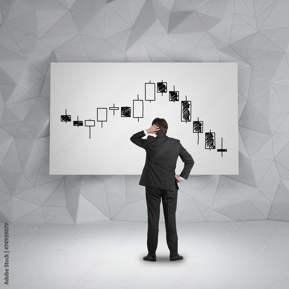 candlestick chart on placard candlestick chart on placard