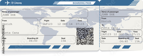 Vector image of airline boarding pass ticket