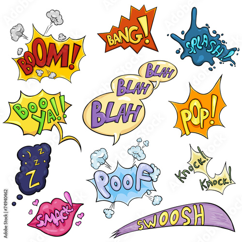 Vector Set of Cartoon Comics Phrases and Effects.