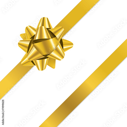 GIFT BOW (vector gold Christmas present ribbon)