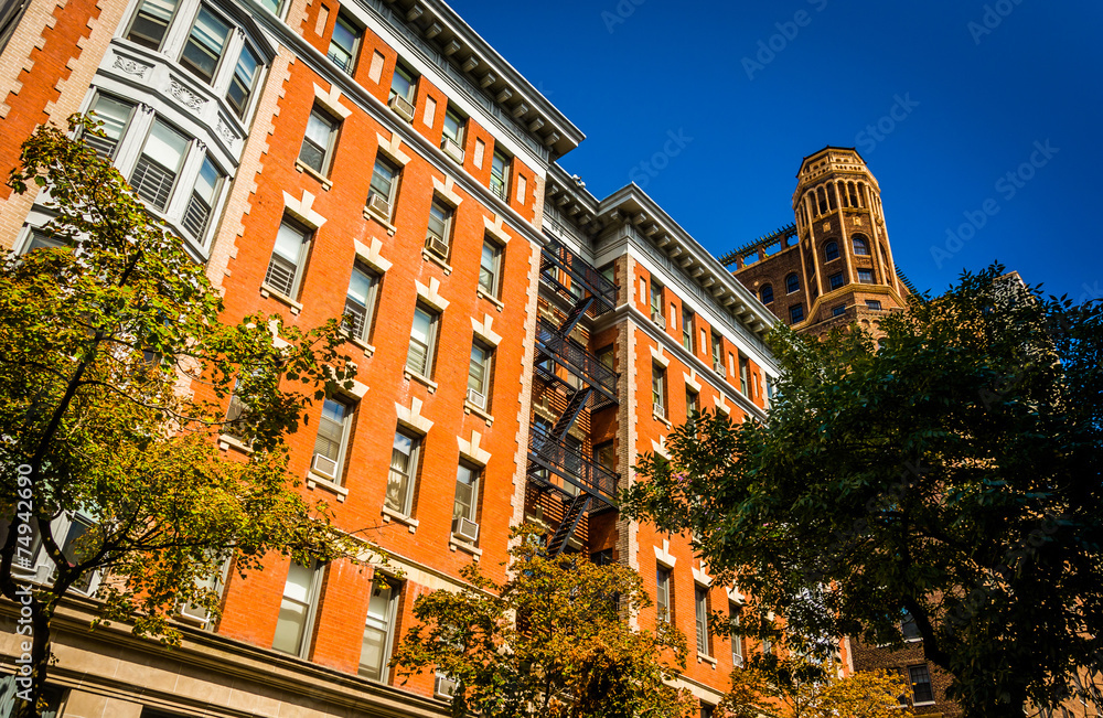Buildings on Clark Street in Brooklyn Heights, New York.