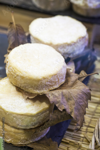 specialty goat cheese with natural packaging at cheese monger