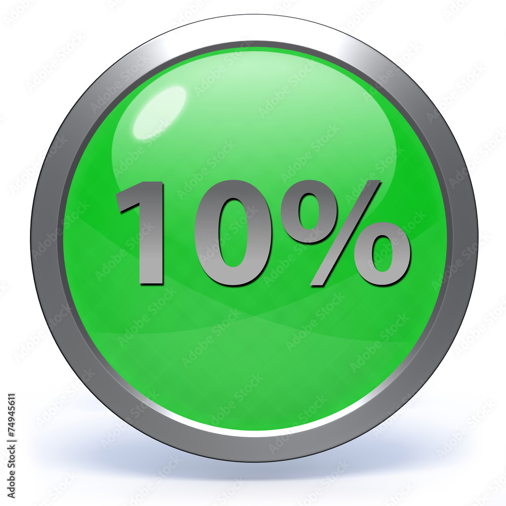 Ten percent circular icon on white background Ten percent circular icon on white background