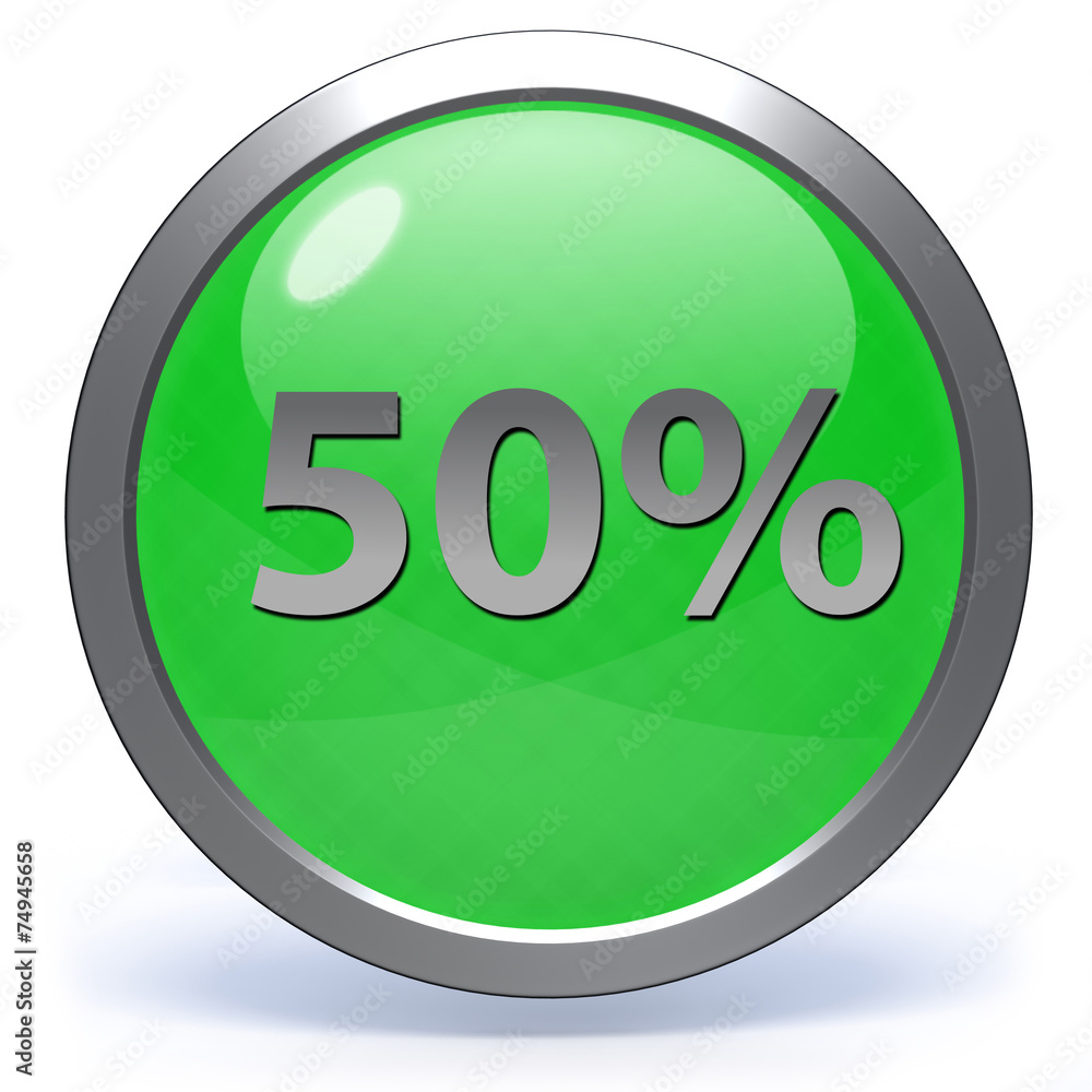 Fivety percent circular icon on white background Fivety percent circular icon on white background