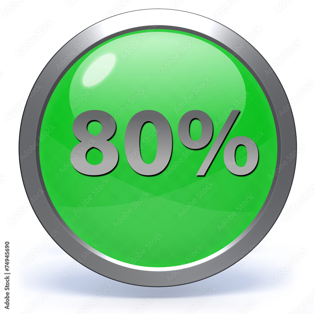 Eighty percent circular icon on white background