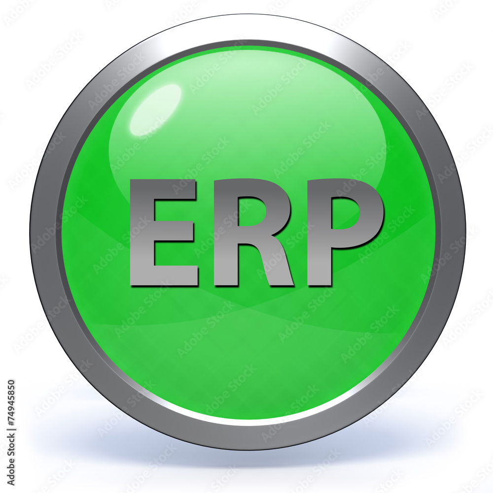 ERP circular icon on white background ERP circular icon on white background