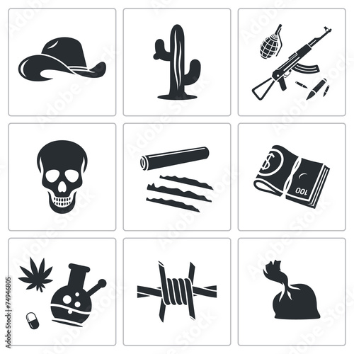 Mexican cartel Vector Icons Set