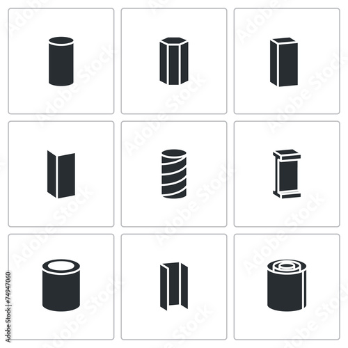 Metallurgy products Vector Icons Set