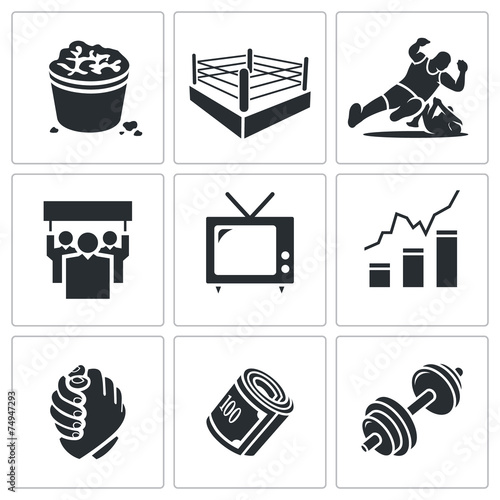 Wrestling Vector Icons Set