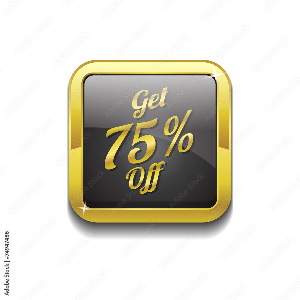 Get 75 Percent Gold Vector Icon Button Get 75 Percent Gold Vector Icon Button