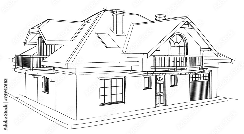 Drawing home on a white background