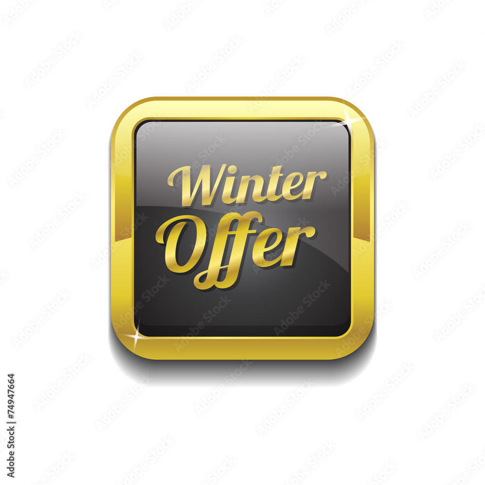 Winter Offer Gold Vector Icon Button Winter Offer Gold Vector Icon Button