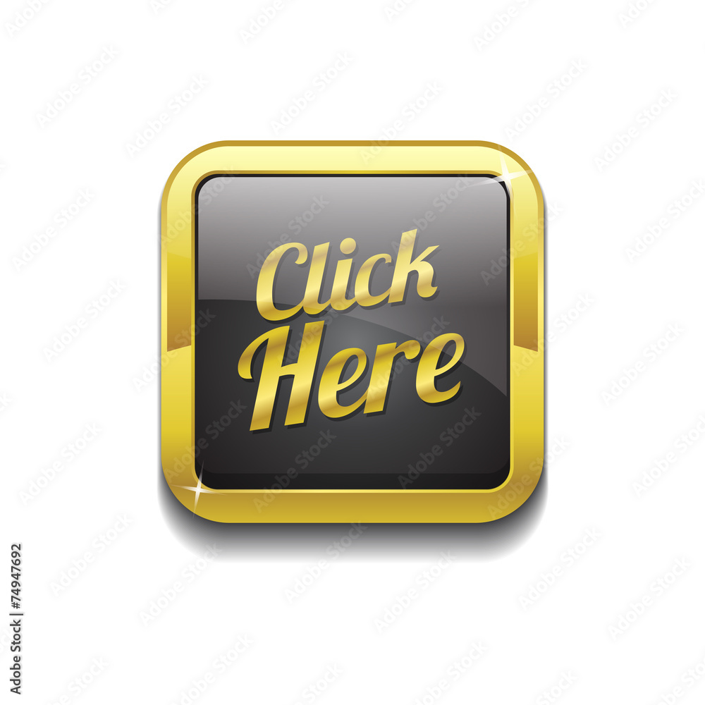 Click Here Gold Vector Icon Button Click Here Gold Vector Icon Button