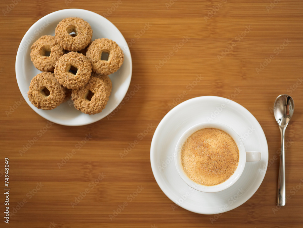 Espresso coffee with cookies