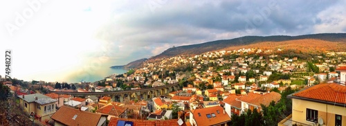 Trieste cityscape in a cloudy day