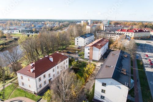aerial view of rural city in latvia. valmiera photo