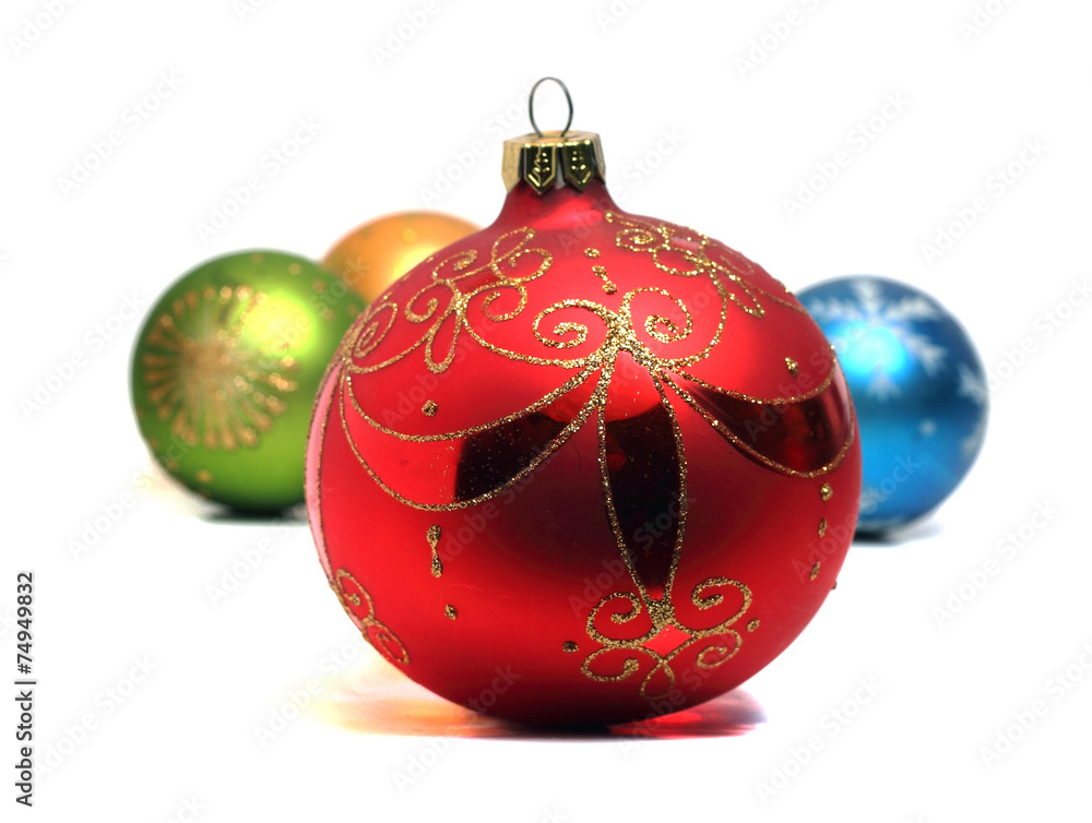 big New Year red ball on a white background big New Year red ball on a white background