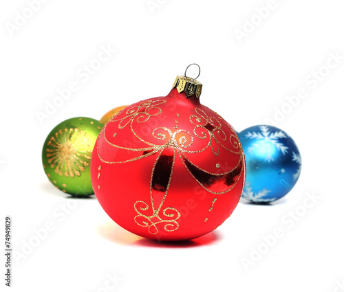 great New Year red ball on a white background