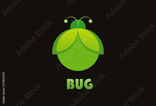 Green bug ecology logo vector