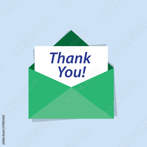 Green envelope with thank you letter