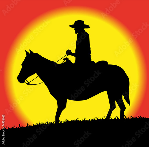 cowboy al tramonto
