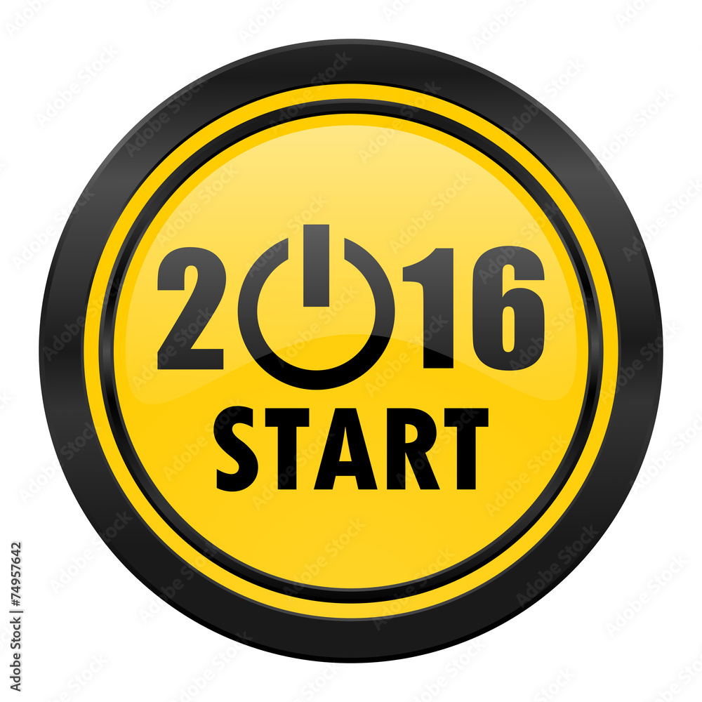 new year 2016 icon, yellow logo, new years symbol