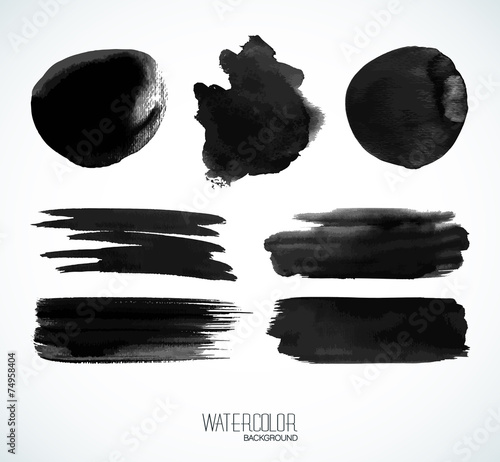 Black watercolor banners and bubbles.