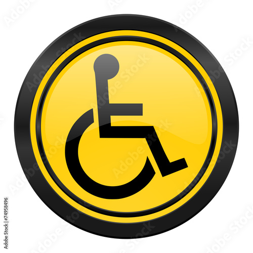 wheelchair icon, yellow logo,