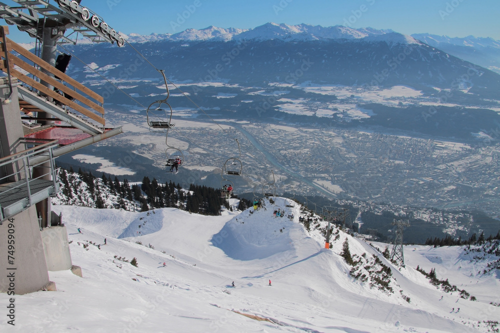 Ski resort, elevator. Innsbruck, Austria