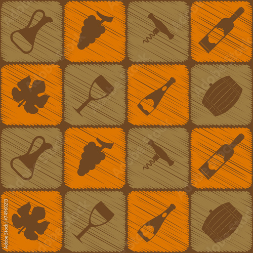 seamless background with symbols of winemaking