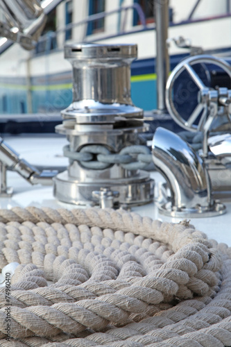 Photography cordage sur le pont d'un bateau