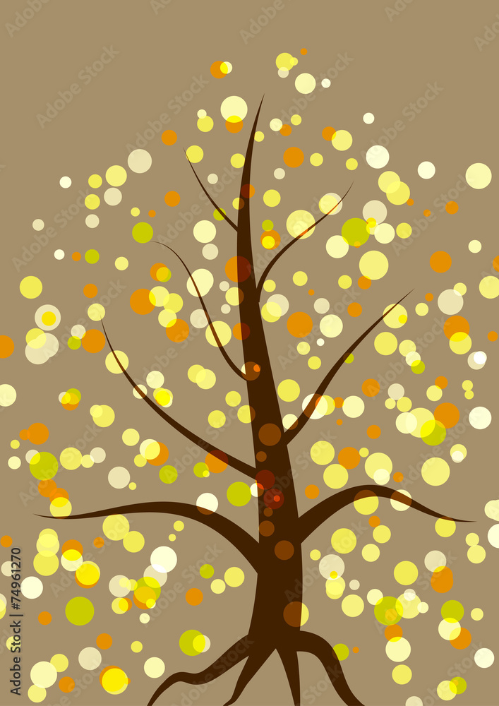 Fototapeta premium beautiful tree with colorful spots fall autumn colors