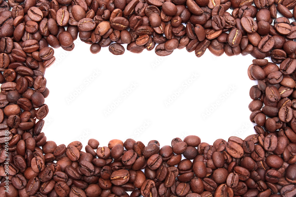 frame. Coffee beans on white background. frame. Coffee beans on white background.