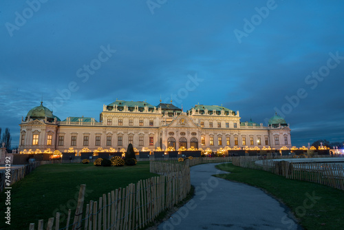 Palace Belvedere with Christmas Market in Vienna, Austria