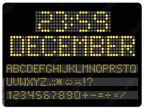 Information led timeboard. Digits and letters set