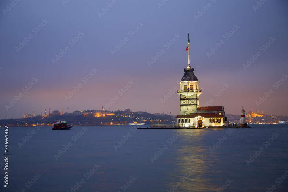Maiden's Tower at the evening in Istanbul Turkey 2014