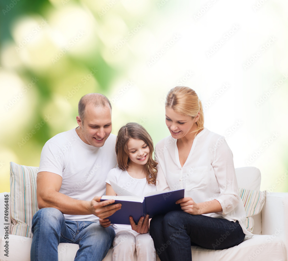 happy family with book at home happy family with book at home
