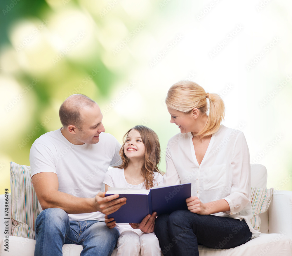 happy family with book at home happy family with book at home