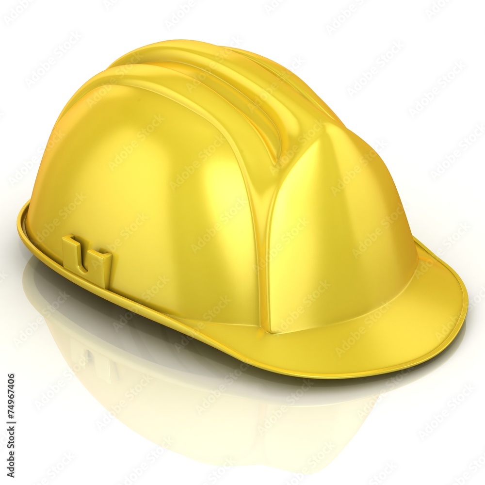 Fototapeta premium Yellow safety helmet, isolated on white background