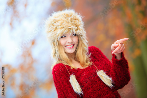 woman in winter clothing fur cap