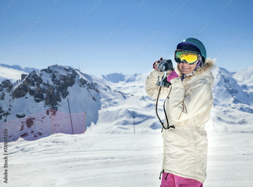 Beautiful woman at ski resort